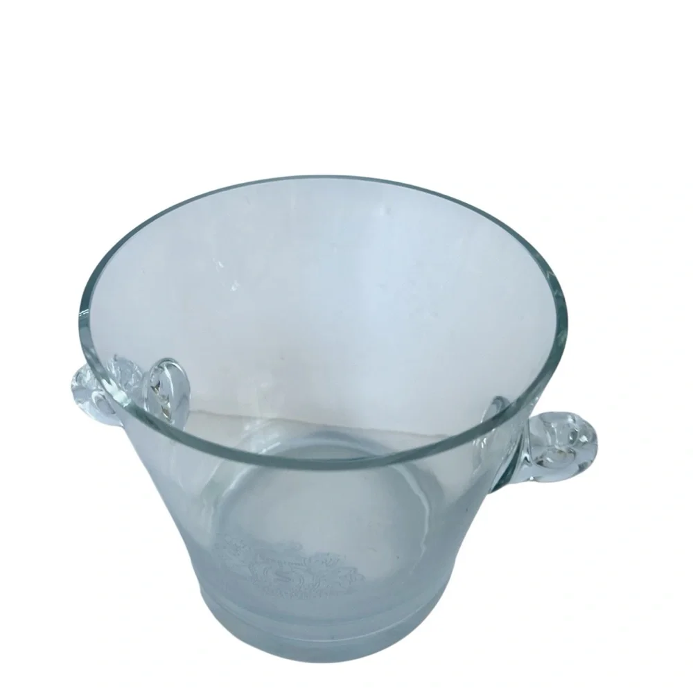 Vintage Seagrams Blown Glass Scroll Handled Champagne Chiller Ice Bucket